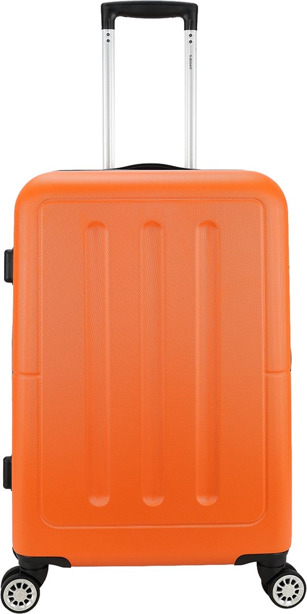 Decent NEON-FIX Spinner TSA Reiskoffer 66x42x26 cm- Middelmaat trolley 65 liter- Lichtgewicht koffer - Reiskoffer - Veilig TSA Cijferslot – Spinner middenmaat koffer- Oranje