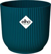 Elho Vibes Fold Rond 30 - Bloempot voor Binnen - 100% Gerecycled Plastic - Ø 29.5 x H 27.2 cm - Diepblauw