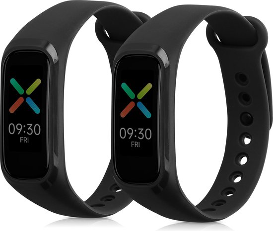 kwmobile 2x bracelet pour Oppo Band Sport - Bracelets pour tracker de fitness en noir / noir