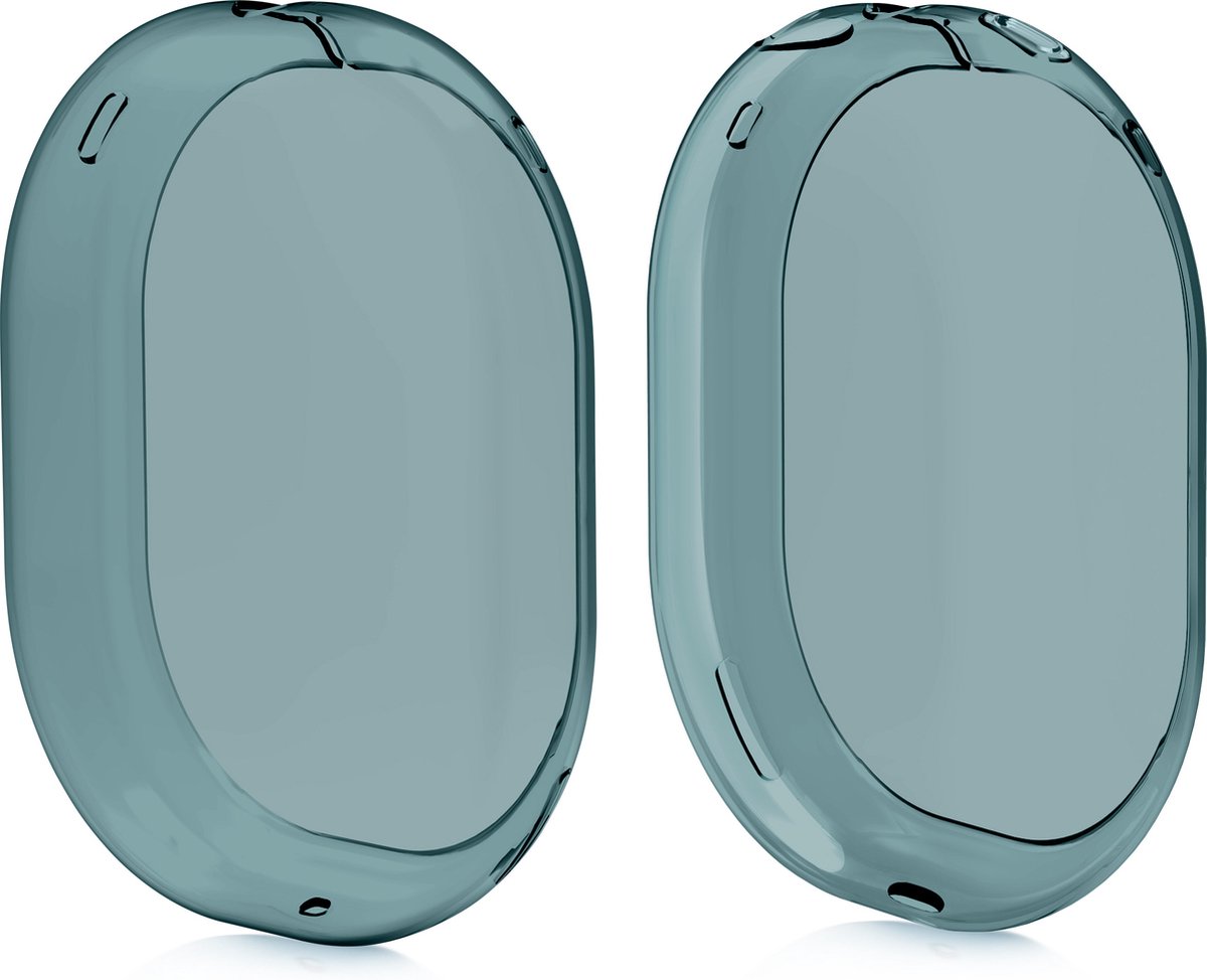 kwmobile koptelefoon hoes van TPU - Compatibel met Apple AirPods Max - 2x hoes voor hoofdtelefoon in donkerblauw / transparant