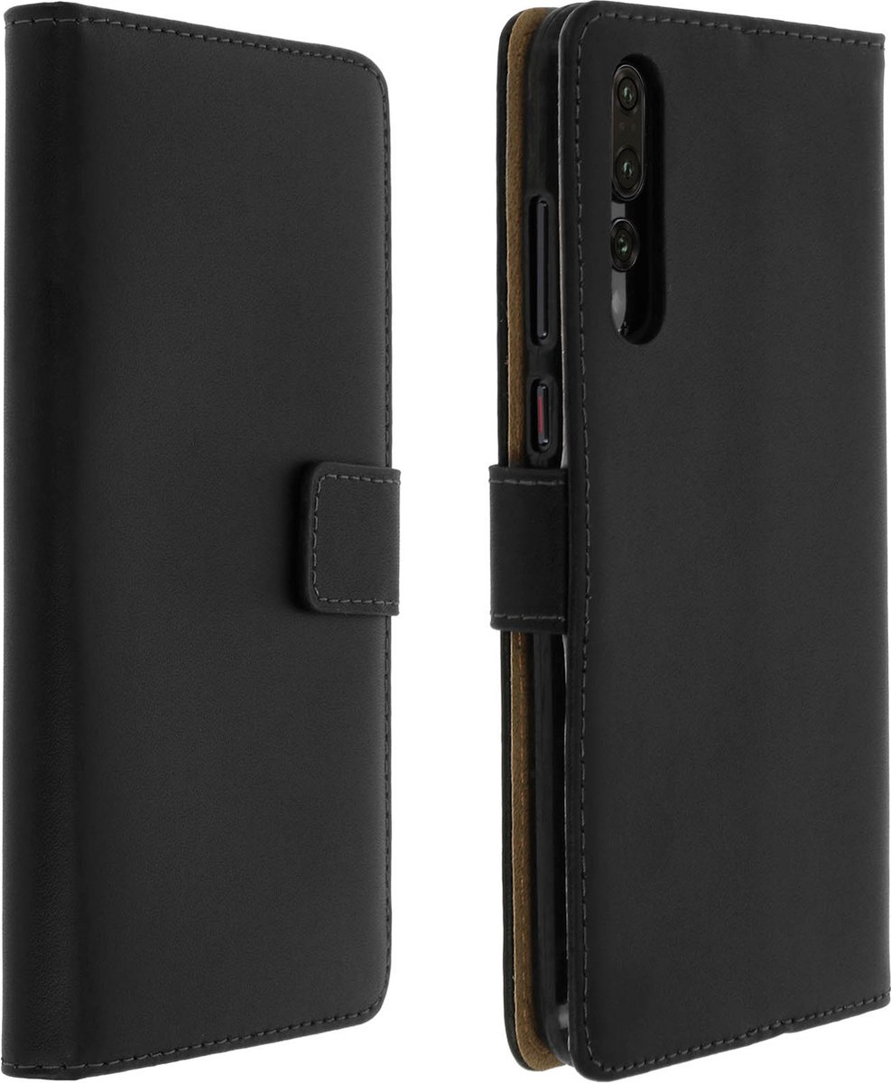 Avizar Foliohoes Geschikt voor Huawei P20 Pro echt lederen portemonnee zwart, Zwart