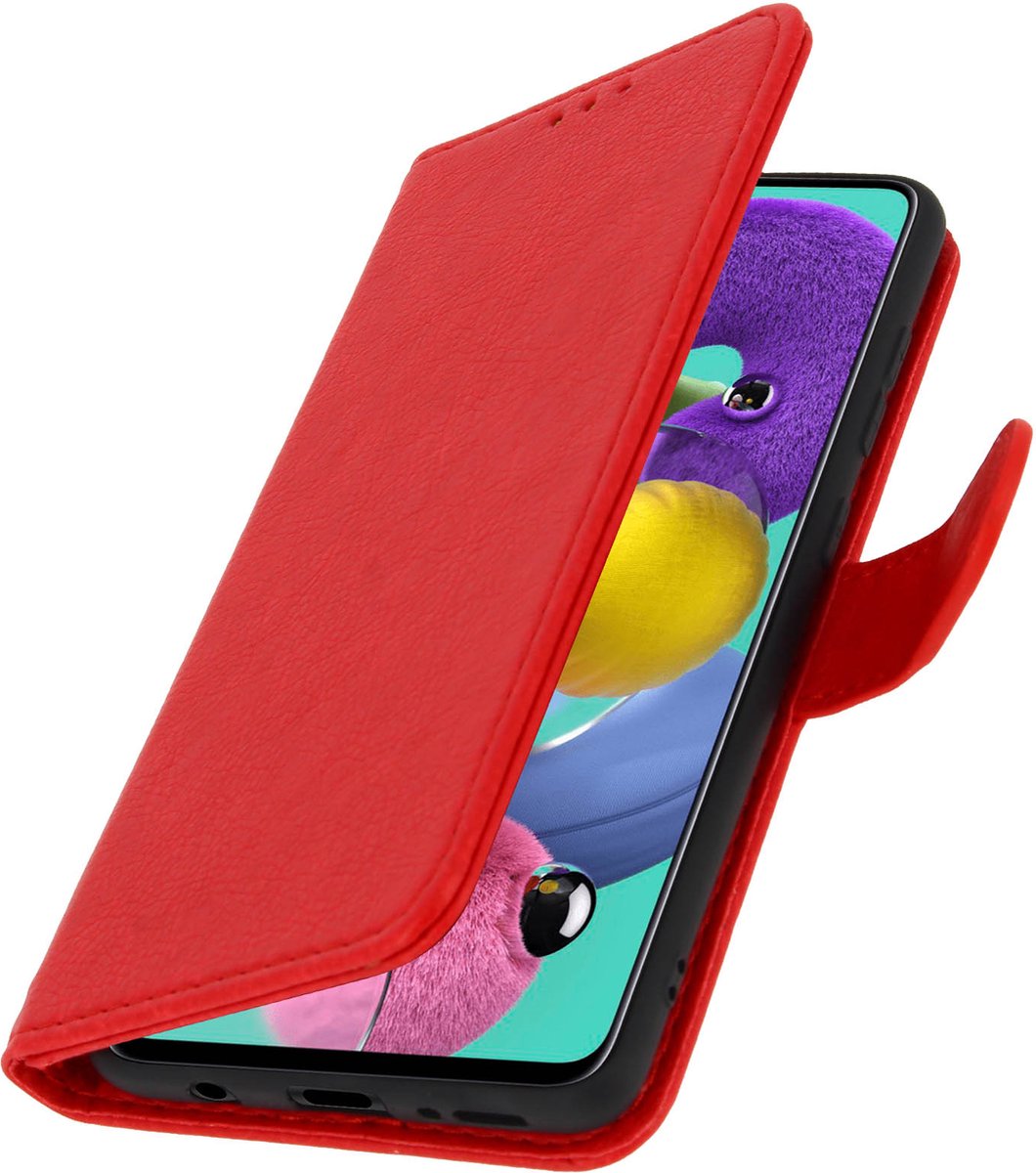 Geschikt voor Samsung Galaxy A51 Bookcover Video Support Functie rood