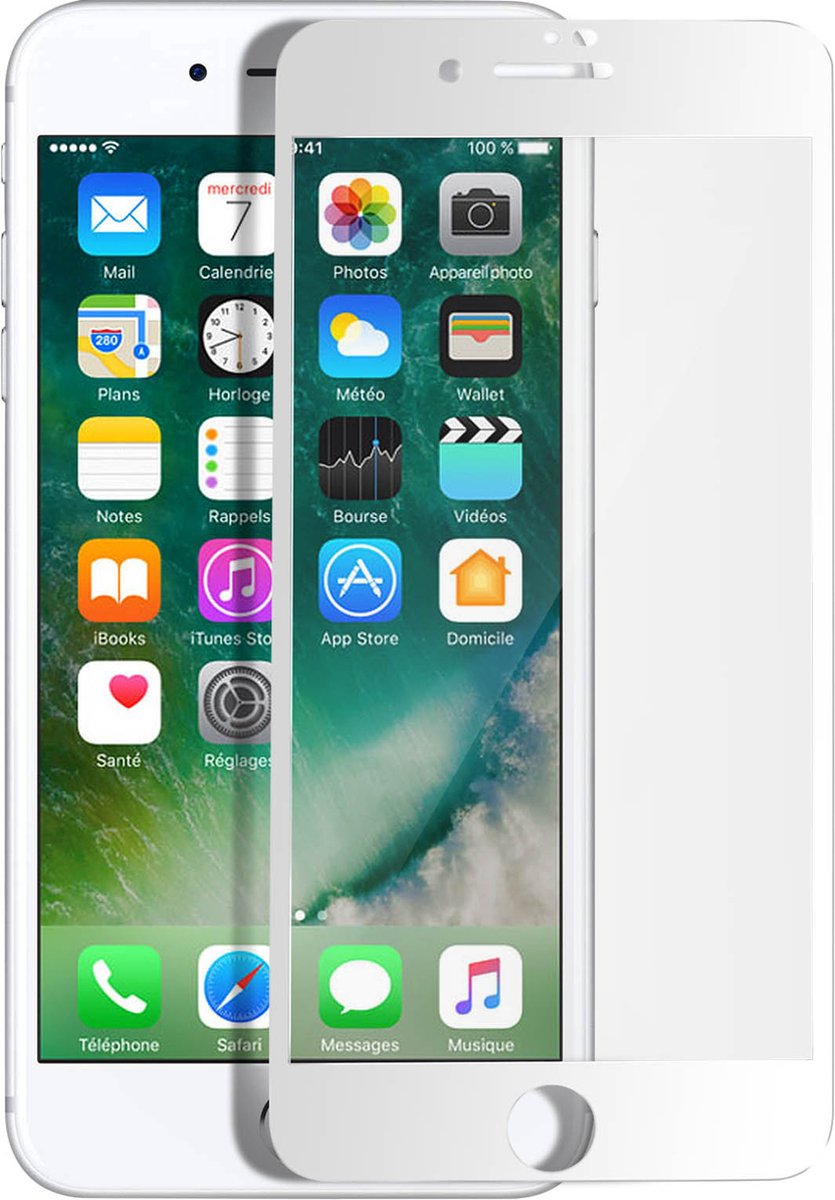 Avizar Tempered Glass Screenprotector Geschikt voor iPhone SE 2022 / 2020 en 8 / 7, Wit