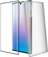 Geschikt voor Samsung Galaxy Note 10 Back Cover + Gehard Glas - Zwart