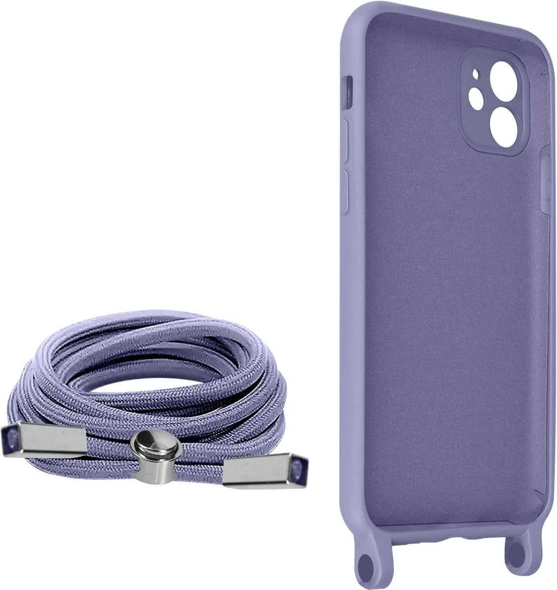Geschikt voor Apple iPhone 11 Koord Hoesje Semi-rigide Nekkoord 80cm lavendel