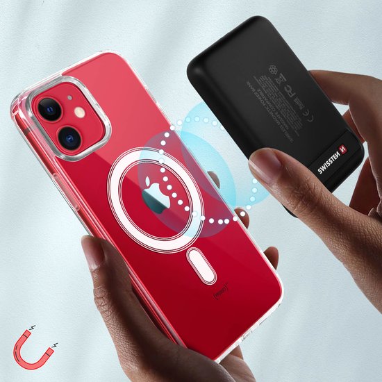 Coque transparente iPhone 11 + Power Bank 5000 mAh Magsafe Swissten Zwart