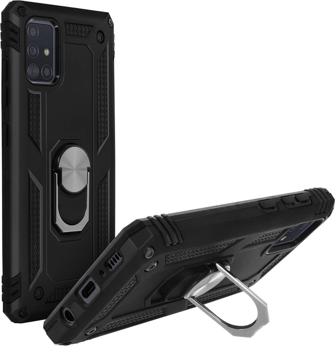Geschikt voor Samsung Galaxy A71 Hybrid Case Video Support Ring zwart