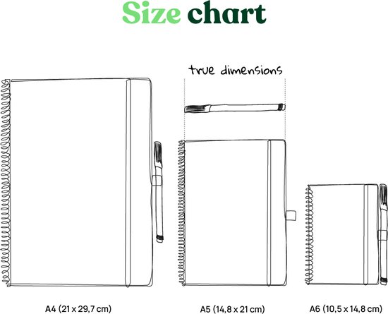 BAMBOOK Classic Cahier Effaçable Bambou A4 – Quadrillé, Couverture Rigide, Réutilisable & Connecté