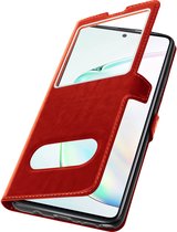 Geschikt voor Samsung Galaxy Note 10 Lite Vensterhoes met Video Support rood