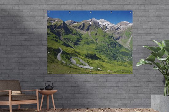 La route du Grossglockner à travers les Alpes autrichiennes Poster Jardin 160x120 cm - Toile de jardin / Toile d'extérieur / Peintures d'extérieur (décoration de jardin) XXL / Groot format!