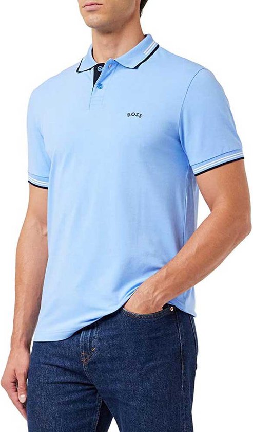 Boss Paul Curved 10241733 01 Polo Met Korte Mouwen Heren Bright Blue M 