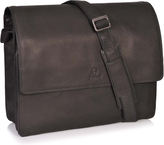 DONBOLSO Messenger Bag New York - Sac Bandoulière en Cuir Fin - Cartable de Haute Qualité pour Homme & Femme - Sac Business (Marron Vintage, M)