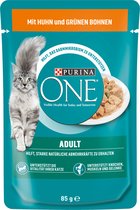 PURINA ONE Katten natvoer met Kip & Groene Bonen in Saus, Adult, 85 g