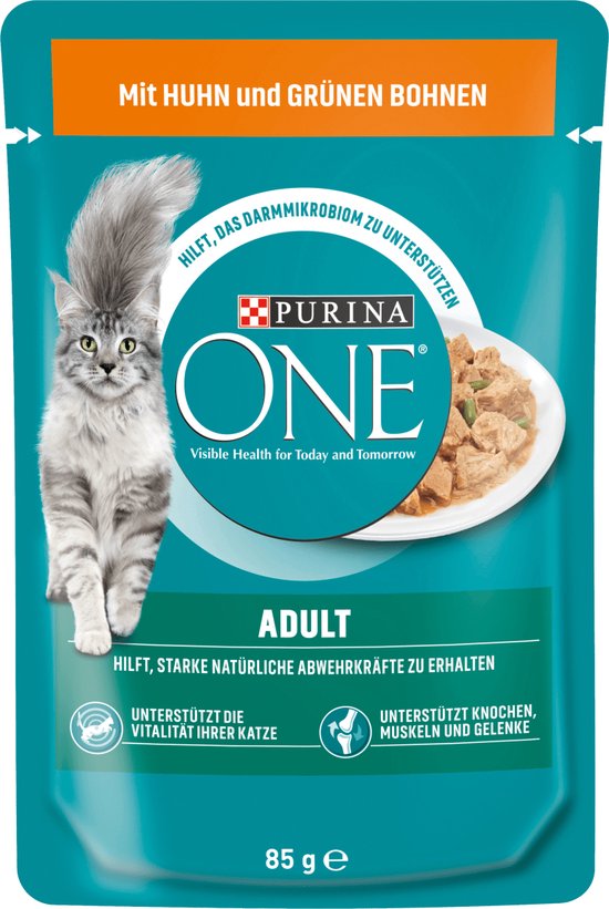 PURINA Katten natvoer met Kip & Groene Bonen in Saus, 85 g | bol.com