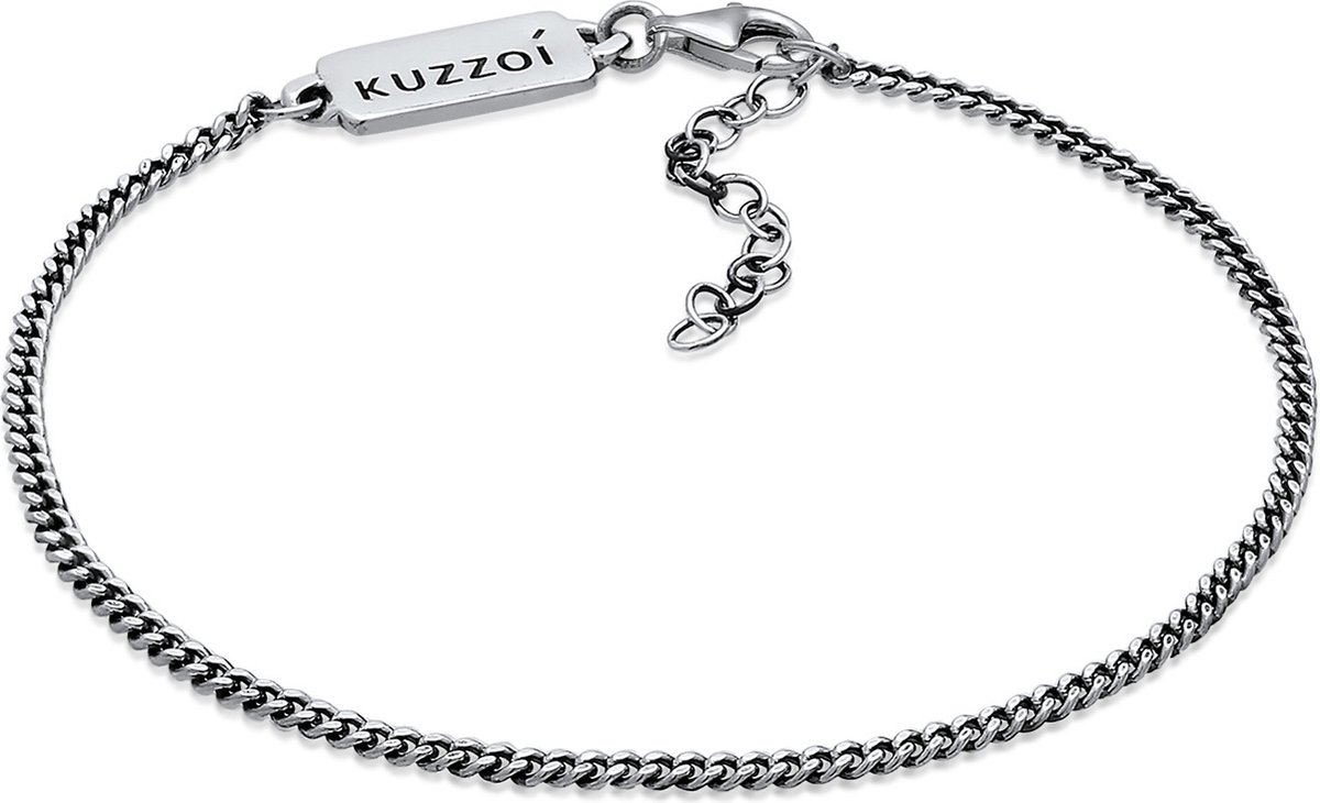 KUZZOI - Armband - Heren Curb Chain Basic Minimal Verstelbaar in 925 Sterling Zilver - Heren