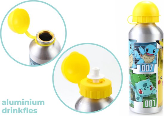 Gourde / Bouteille d'école en aluminium Pokémon - 500 ml. - 1 pièce  (disponible en 3