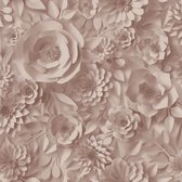 3D behang Profhome 387182-GU vliesbehang hardvinyl warmdruk in reliëf glad met grafisch patroon mat roze oudroze 5,33 m2