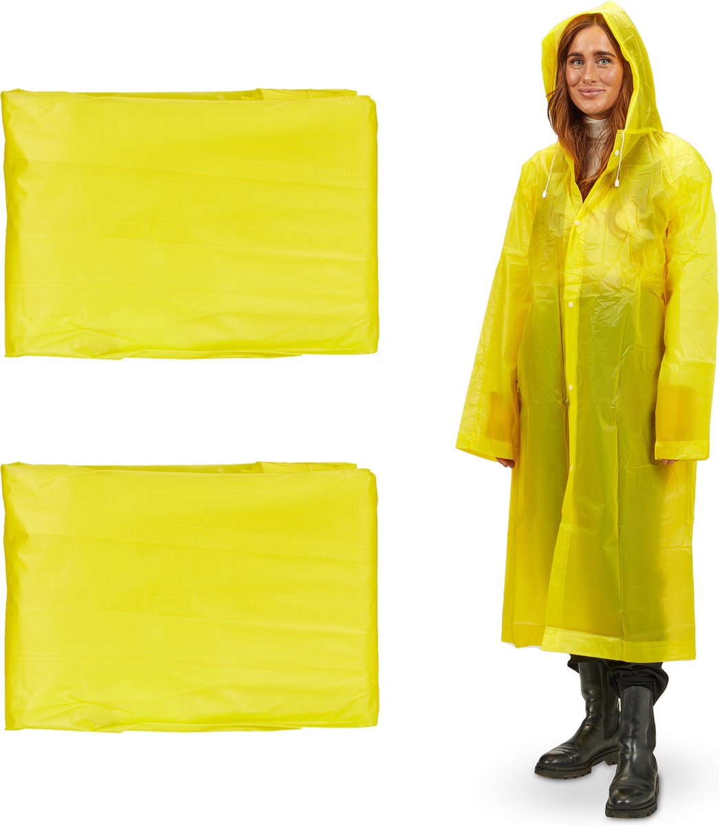 HOOMBOOM Paquete De 2 Ponchos De Lluvia EVA Impermeables Reutilizables Para Niños, Chaqueta De Lluvia De Talla Unica Para Ninos Ninos Y Ninas