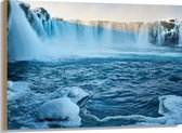 WallClassics - Hout - Goðafoss Watervallen in IJsland - 100x75 cm - 9 mm dik - Foto op Hout (Met Ophangsysteem)