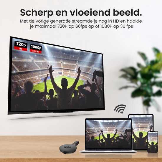 OBBA -Full HD- Smart HDMI Dongle - Draadloos tv kijken - WIFI Receiver Voor Android, Google en IOS - App Streaming -Grijs