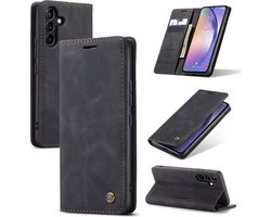 Casemania Hoesje Geschikt voor Samsung Galaxy A54 5G Charcoal Gray - Dunne Portemonnee Book Case - Slim Wallet Case met Pasjeshouder