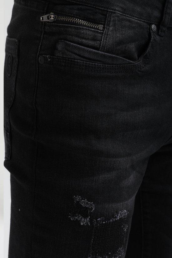 Gabbiano Jeans Ultimo Skinny Fit Jeans Powerflex 82655 Black Destroyed Mannen Maat - W36 X L32