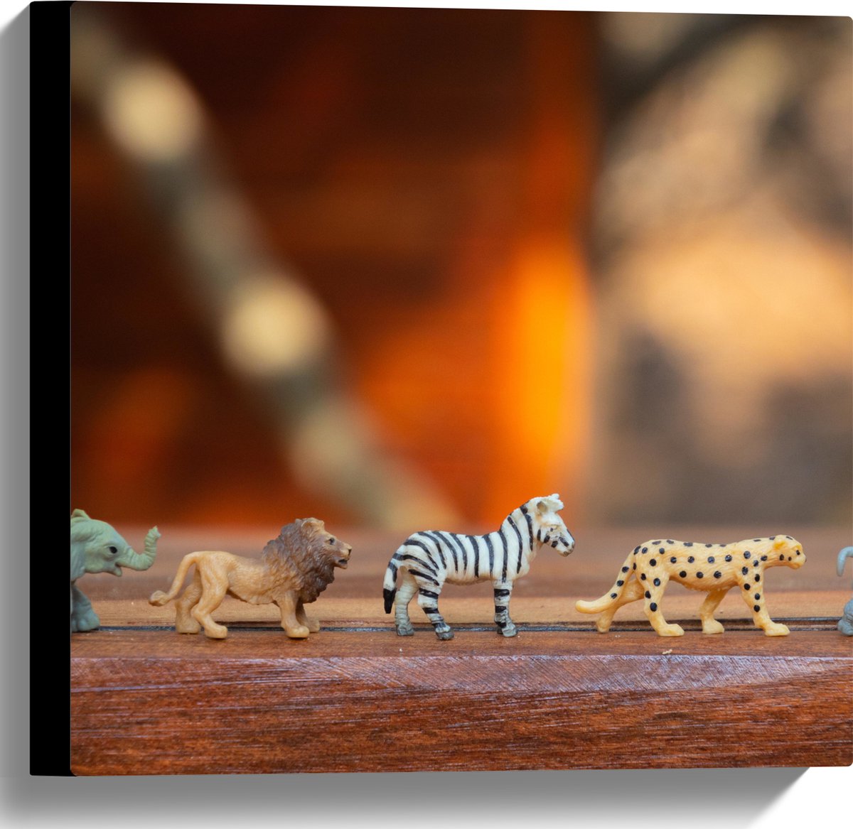 Canvas - Safari Dieren Speelgoed - 40x40 cm Foto op Canvas Schilderij (Wanddecoratie op Canvas)