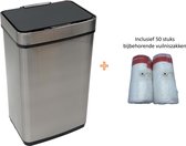 4cookz® Sensor Prullenbak Smart inclusief 50 vuilniszakken - 60L RVS