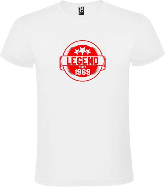 Wit T-Shirt met “Legend sinds 1969 “ Afbeelding Rood Size XXXXXL