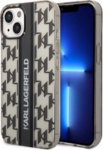 Karl Lagerfeld Monogram Vertical Stripe Back Case - Geschikt voor Apple iPhone 14 (6.1") - Zwart
