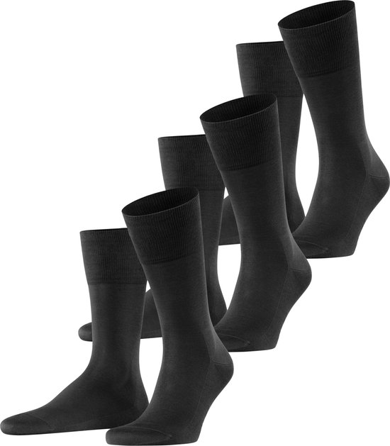 FALKE Tiago 3-Pack Business & Casual organisch katoen multipack sokken heren zwart - Maat 41-42