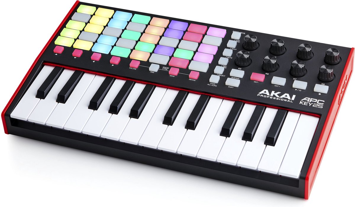 Akai Professional APC Key 25 MK2 - USB MIDI-Keyboardcontroller met 25 Toetsen voor het Lanceren van Clips, Bevat 40 RGB-Pads en 8 Draaiknoppen