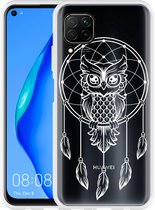 Huawei P40 Lite Hoesje Dream Owl Mandala White Designed by Cazy