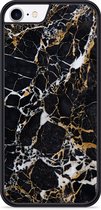 iPhone 8 Hardcase hoesje Zwart Goud Marmer - Designed by Cazy