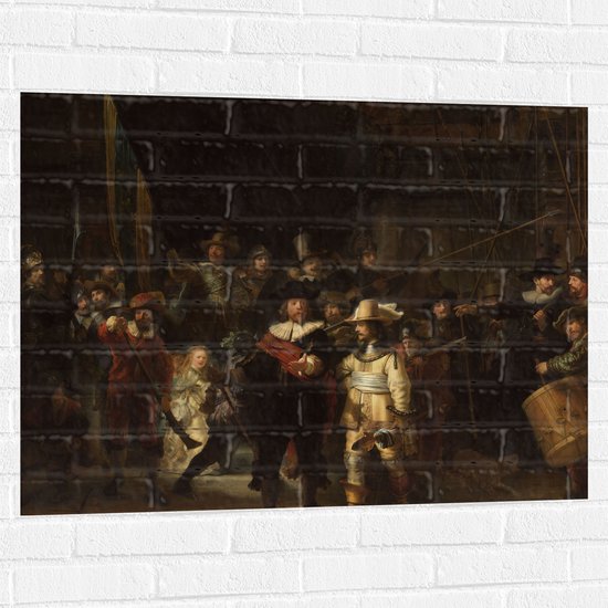 Muursticker - De Nachtwacht, Rembrandt van Rijn, 1642 - Oude Meesters - 100x75 cm Foto op Muursticker