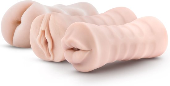 M for Men - Set Van 3 Masturbators Met Bullet Vibrator: Vagina, Anus, Mond