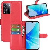Coque Oppo A57 / A57s / A77 - Etui portefeuille en MobyDefend (Fermeture sur le devant) - Rouge - Housse de protection pour téléphone portable - Coque adaptée à : Oppo A57 / A57s / A77