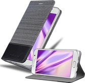 Cadorabo Hoesje geschikt voor Samsung Galaxy S6 EDGE PLUS in GRIJS ZWART - Beschermhoes met magnetische sluiting, standfunctie en kaartvakje Book Case Cover Etui