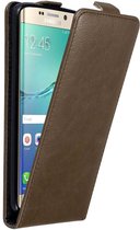 Cadorabo Hoesje geschikt voor Samsung Galaxy S6 EDGE PLUS in KOFFIE BRUIN - Beschermhoes in flip design Case Cover met magnetische sluiting