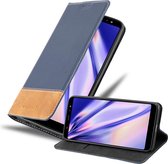 Cadorabo Hoesje geschikt voor Samsung Galaxy A6 PLUS 2018 in DONKERBLAUW BRUIN - Beschermhoes met magnetische sluiting, standfunctie en kaartvakje Book Case Cover Etui