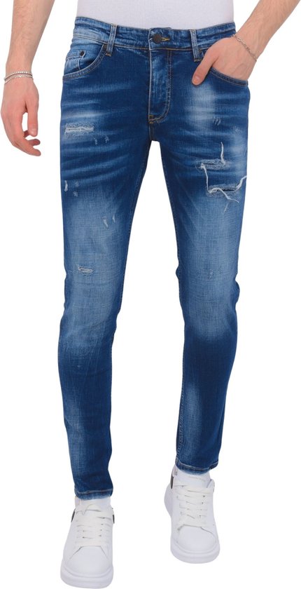 Blue Ripped Jeans Heren - Slim Fit -1081- Blauw