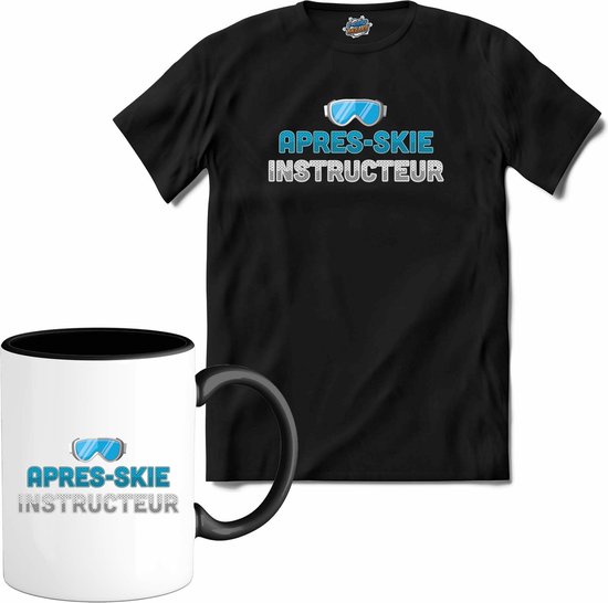 Foto: Apr s ski instructeur grappige apres ski wintersport skibril kleding t shirt met mok unisex zwart maat 3xl