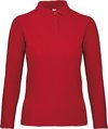 Dames Long Sleeve Polo ID.001 Rood merk B&C maat 3XL