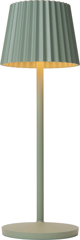 Lucide JUSTINE Oplaadbare Tafellamp Binnen/Buiten - Accu/Batterij - LED Dimb. - 1x2W 2700K - IP54 - Met draadloos oplaadstation - Groen