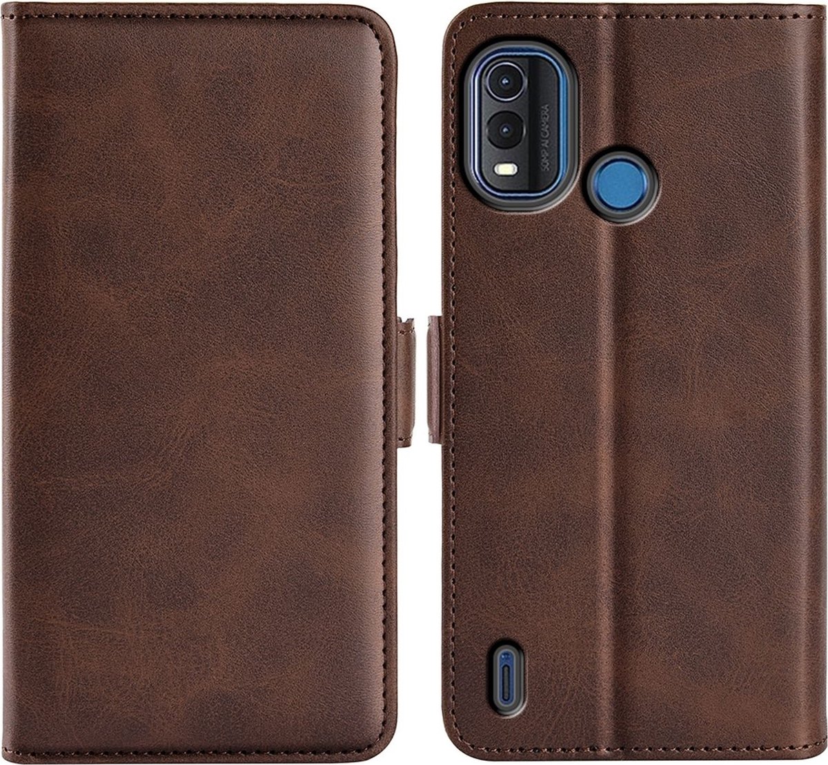 Mobigear Telefoonhoesje geschikt voor Nokia G11 Plus Hoesje | Mobigear Slim Magnet Bookcase Portemonnee | Pasjeshouder voor 3 Pasjes | Telefoonhoesje voor Pinpas / OV Kaart / Rijbewijs - Bruin