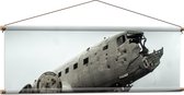 WallClassics - Affiche Textile - Épave d'Avion Abandonnée - 120x40 cm Photo sur Textile