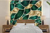 Behang - Fotobehang Abstracte achtergrond met goud en groen - Breedte 220 cm x hoogte 220 cm