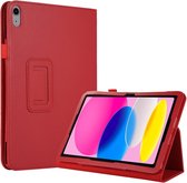 Lunso - Geschikt voor iPad 10 (2022) - Stand flip Bookcase hoes - Rood