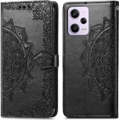 iMoshion Hoesje Geschikt voor Xiaomi Redmi Note 12 Pro Plus Hoesje Met Pasjeshouder - iMoshion Mandala Bookcase - Zwart