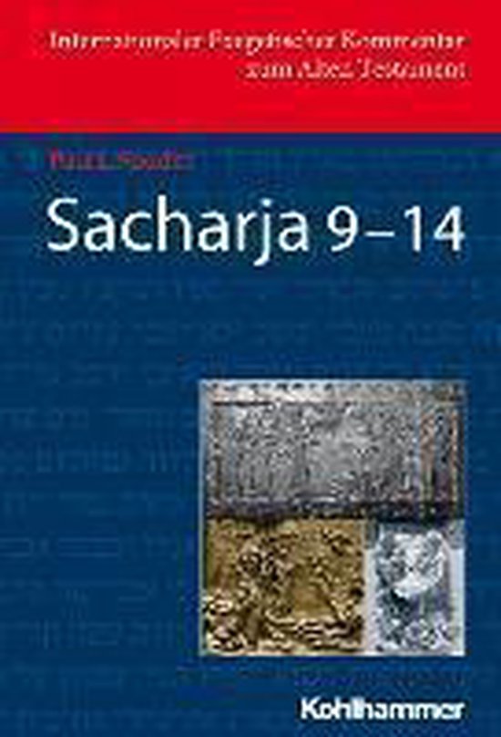 Boek 'Sacharja 9-14' van Paul R. Raabe, met een afbeelding van een oude inscriptie.